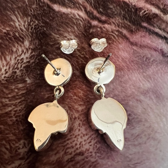 ❤️ NEW Angel Dahlia Kingman Turquoise 925 Southwestern Navajo Earrings 10 Gm - Picture 4 of 10